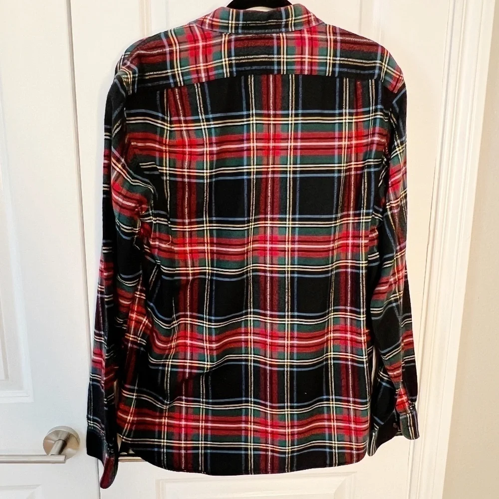 J.Crew Midweight  Slim Flannel Shirt In Stewart Plaid Button Down Size L